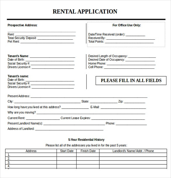 13 Rental Application Templates Free Sample Example Format 