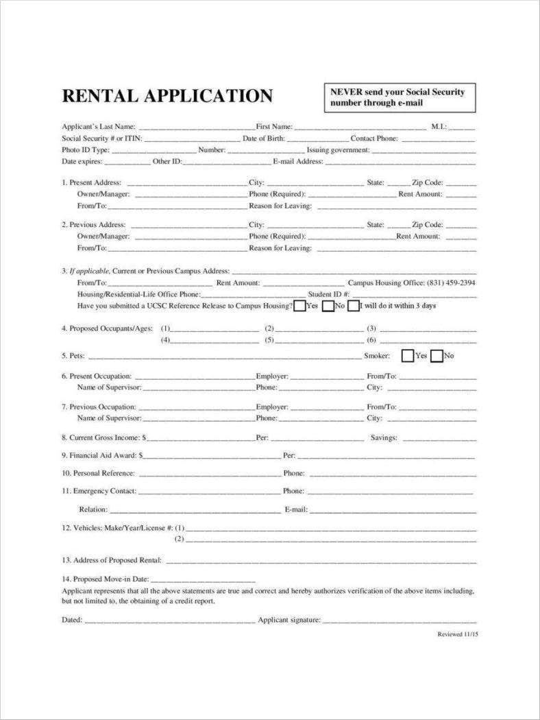 30 Lease Application Forms Free Samples Examples Formats Download