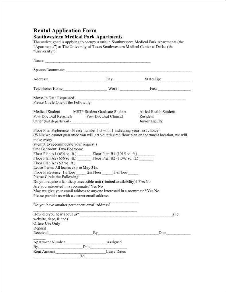 30 Lease Application Forms Free Samples Examples Formats Download 