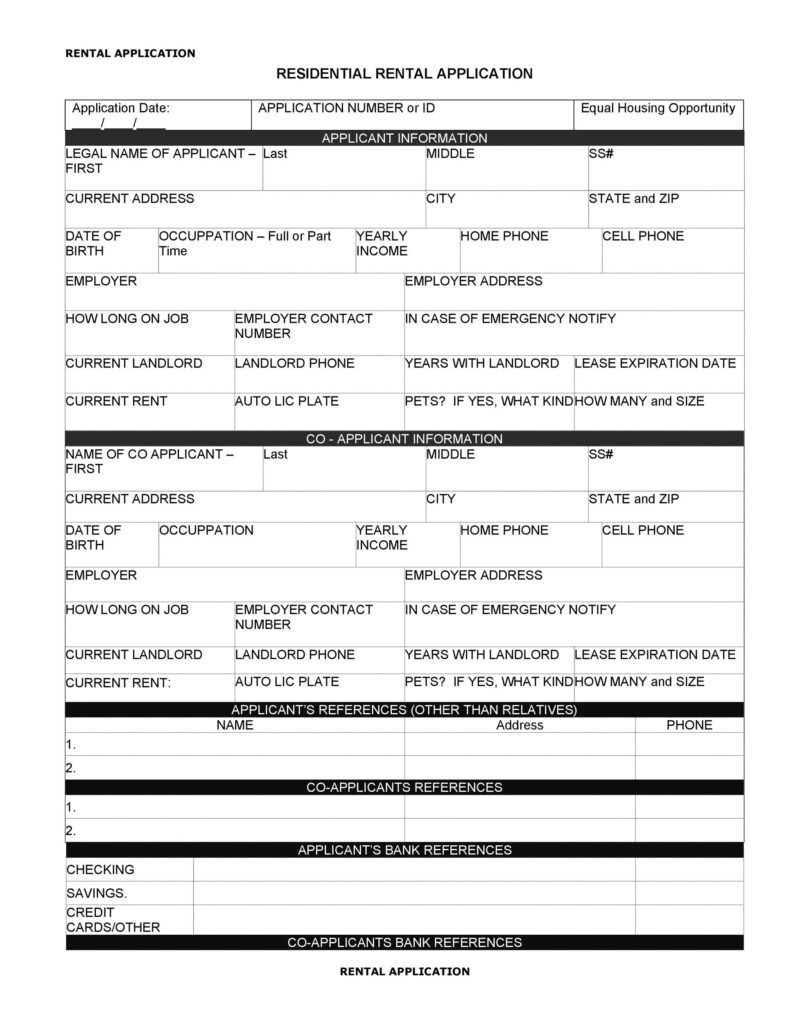 42 Rental Application Forms Lease Agreement Templates