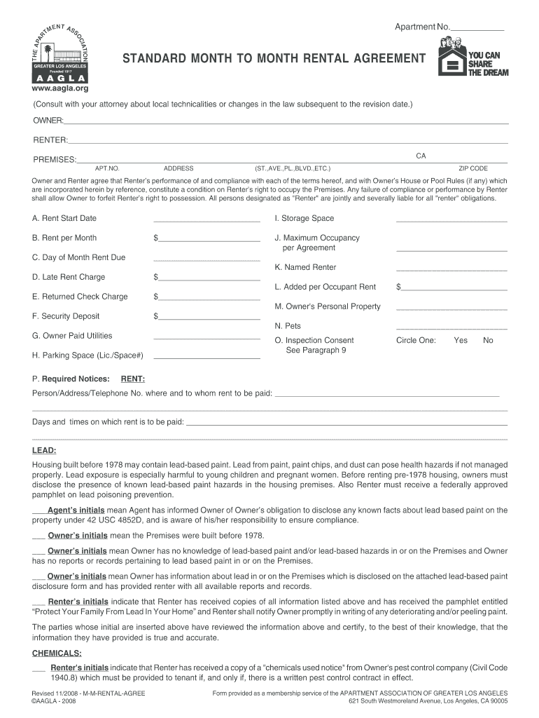 Aagla Application To Rent Fill Online Printable Fillable Blank 
