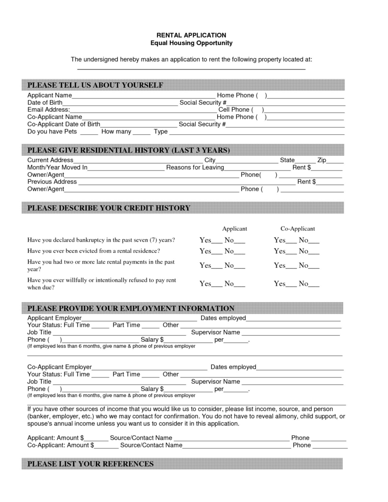 Apartment Application Template HQ Printable Documents