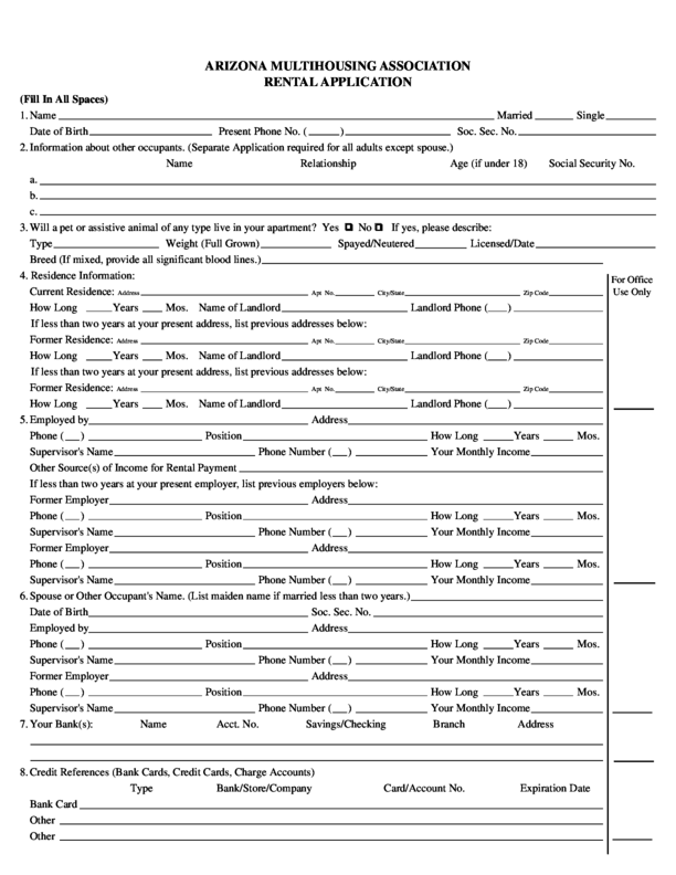 Arizona Rental Application LegalForms