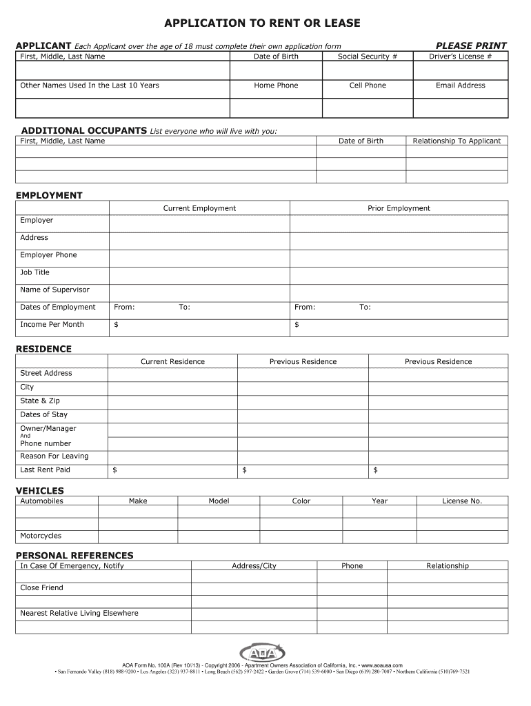 Blank Rental Application Form Qld