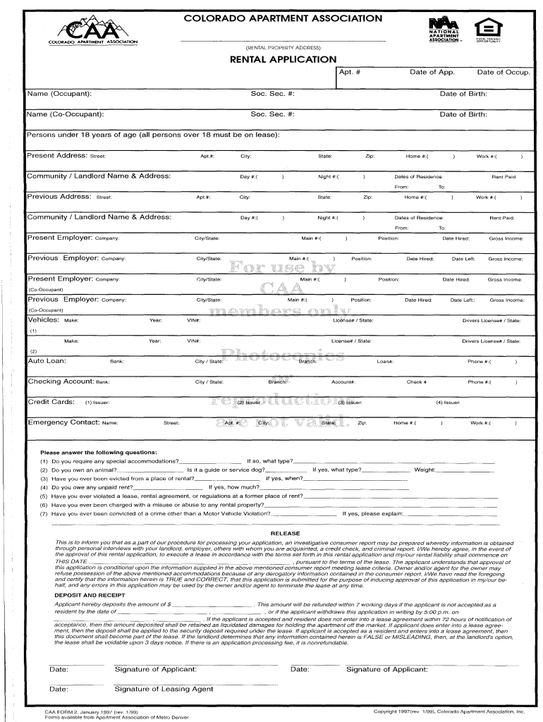 Colorado Rental Application Fill Online Printable Fillable Blank 
