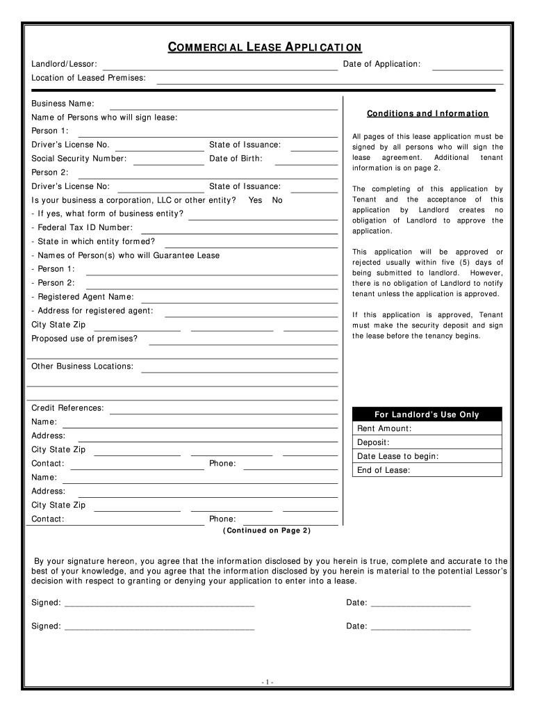 Commercial Rental Application Fill Out And Sign Printable PDF 