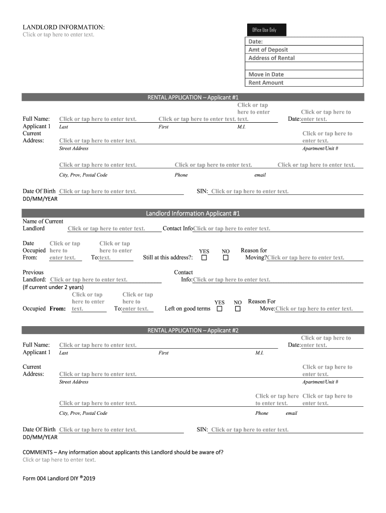 Fill Edit And Print Ontario Residential Rental Application 2020 Form 