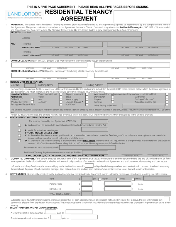 Bc Rental Application Form Pdf 2023 7305