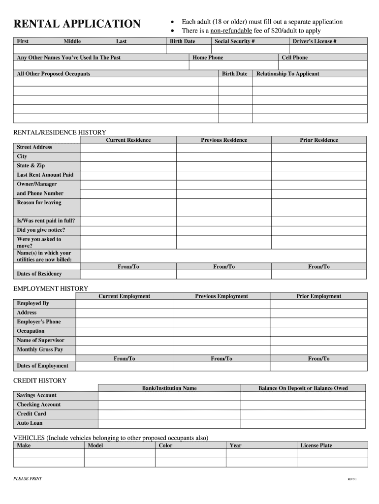 Fillable Online Georgia Residential Rental Application Form Fax Email 