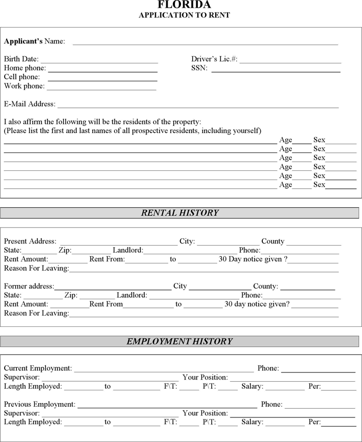 Florida Rental Application Download Free Printable Rental Legal Form 