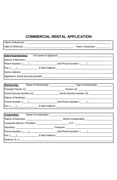 FREE 10 Commercial Rental Application Sample Forms In PDF MS Word