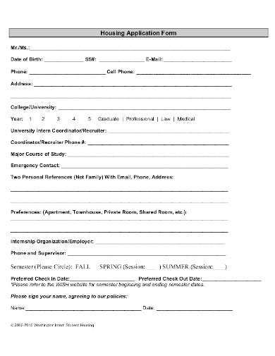 FREE 10 Housing Application Form Templates In PDF Free Premium 