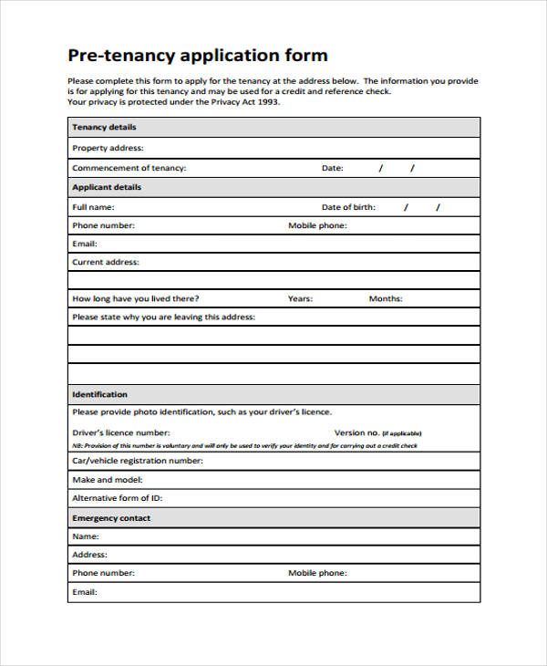 FREE 12 Sample Rent Application Forms In PDF MS Word
