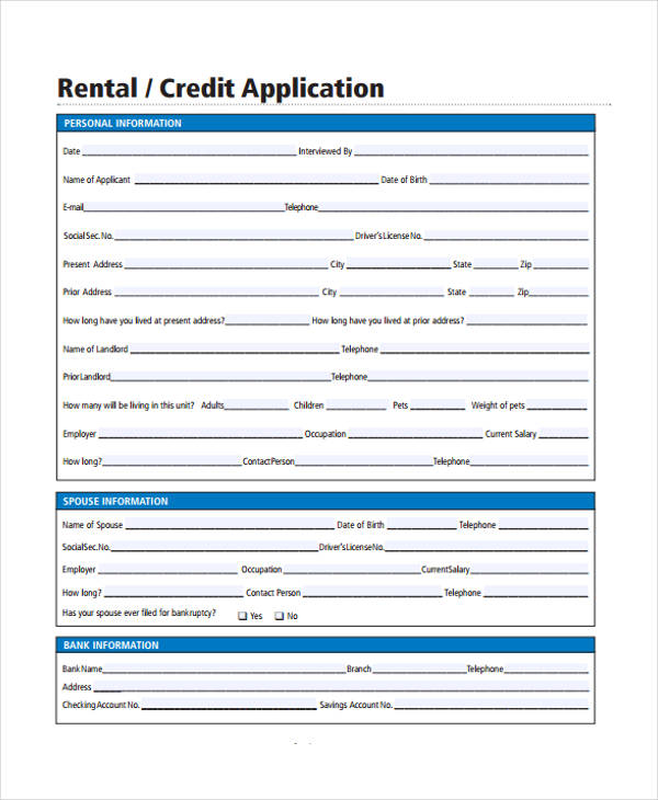 FREE 26 Rental Application Forms In PDF Excel MS Word