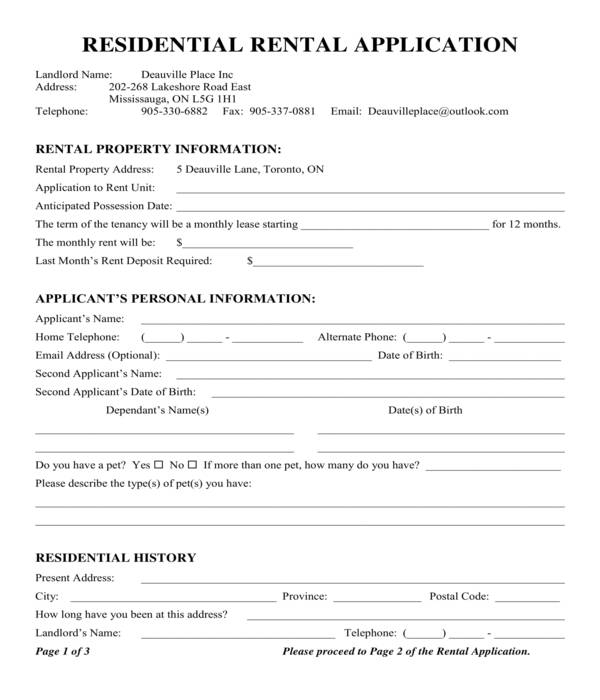 FREE 6 Apartment Rental Application Forms In PDF MS Word Excel