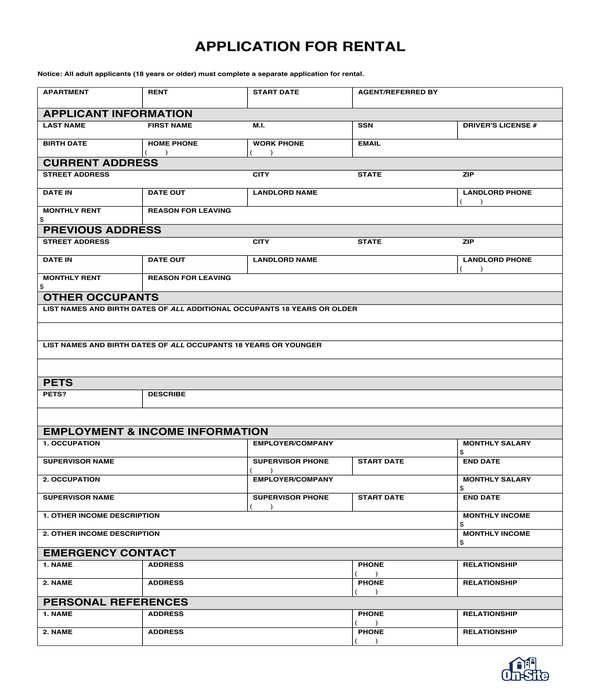 FREE 6 Apartment Rental Application Forms In PDF MS Word Excel