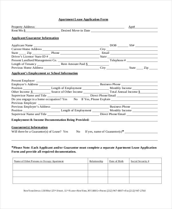 FREE 9 FREE 11 Apartment Application Forms In PDF Excel MS Word 