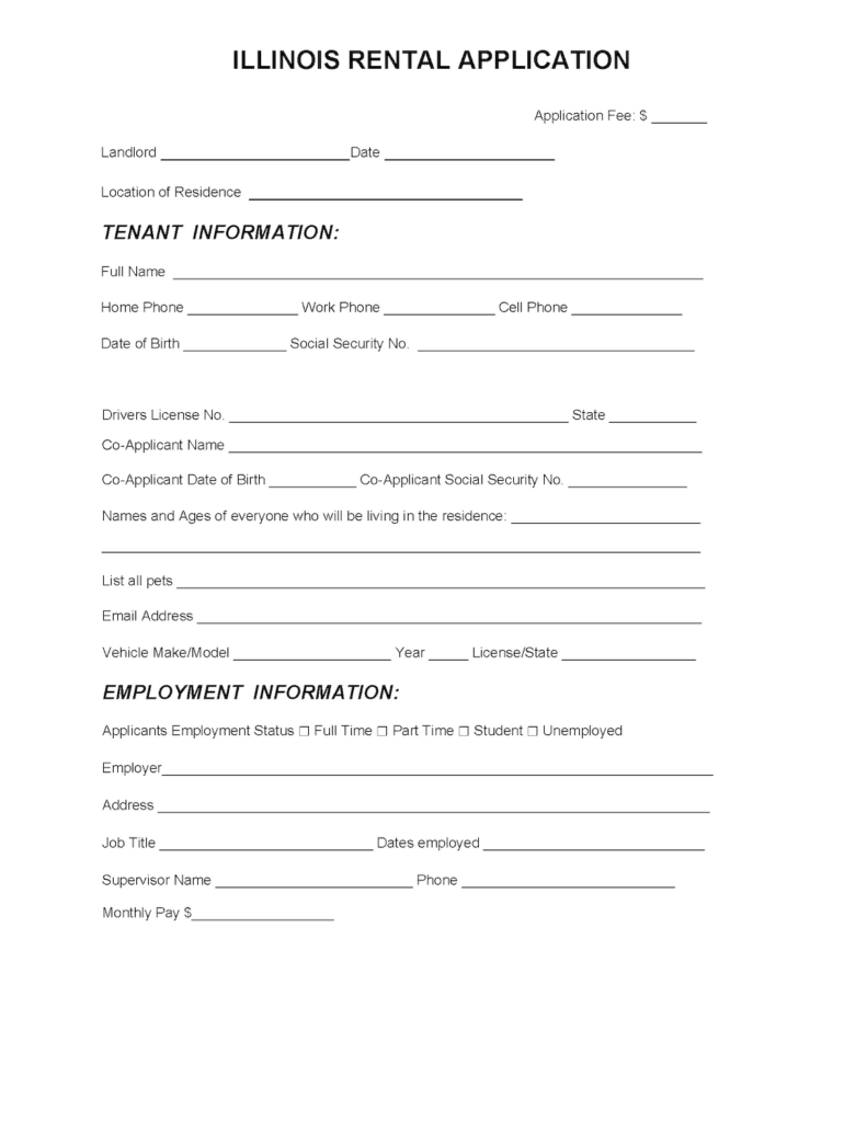 Free Illinois Rental Application PDF