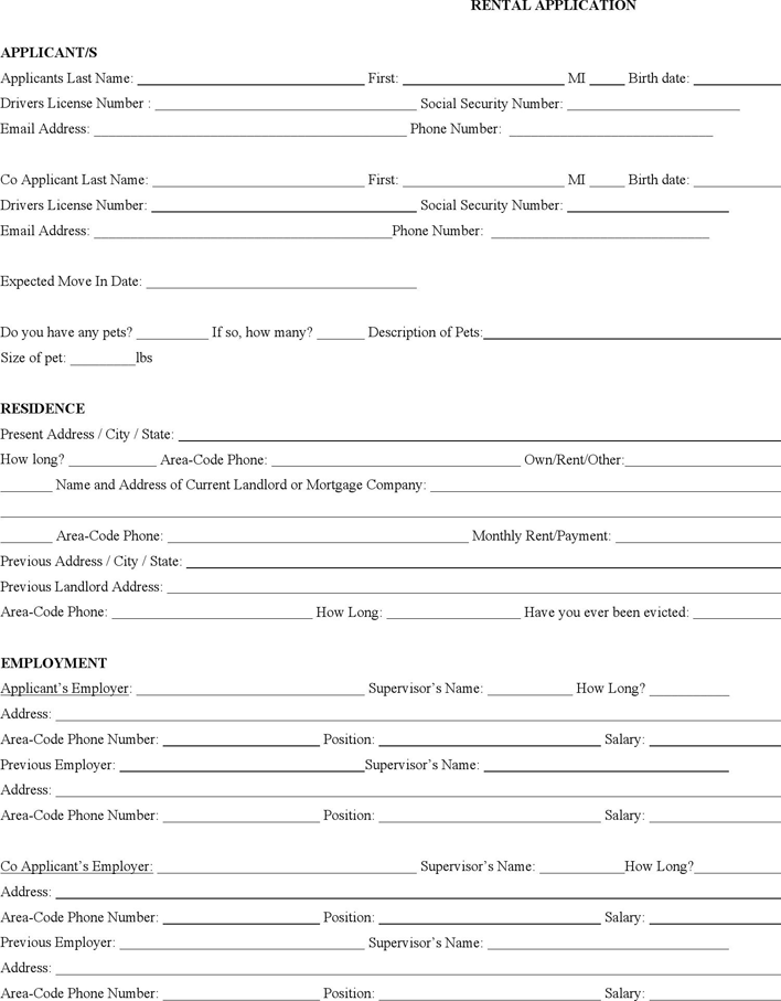 Free Michigan Rental Application Form PDF 45KB 2 Page s 
