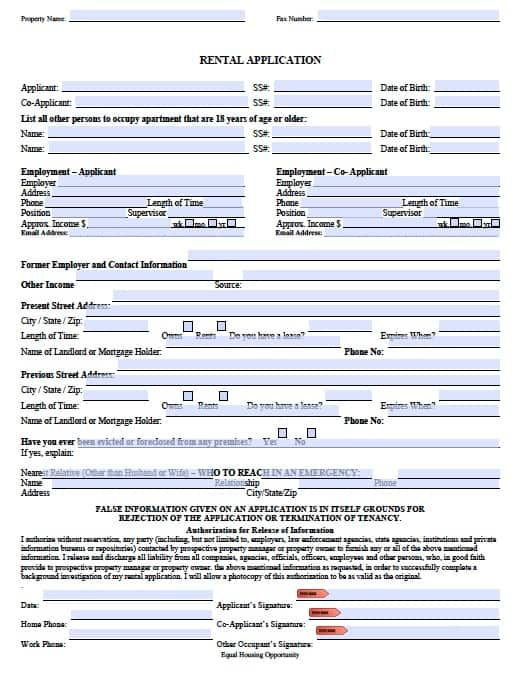 Free Missouri Rental Application Form PDF Template