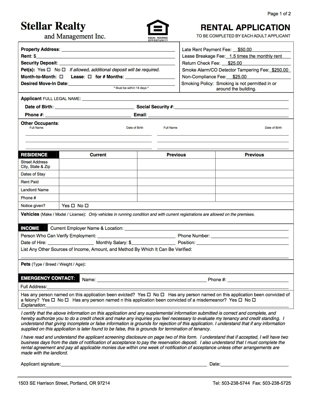 Free Printable House Rental Application Form Free Printable