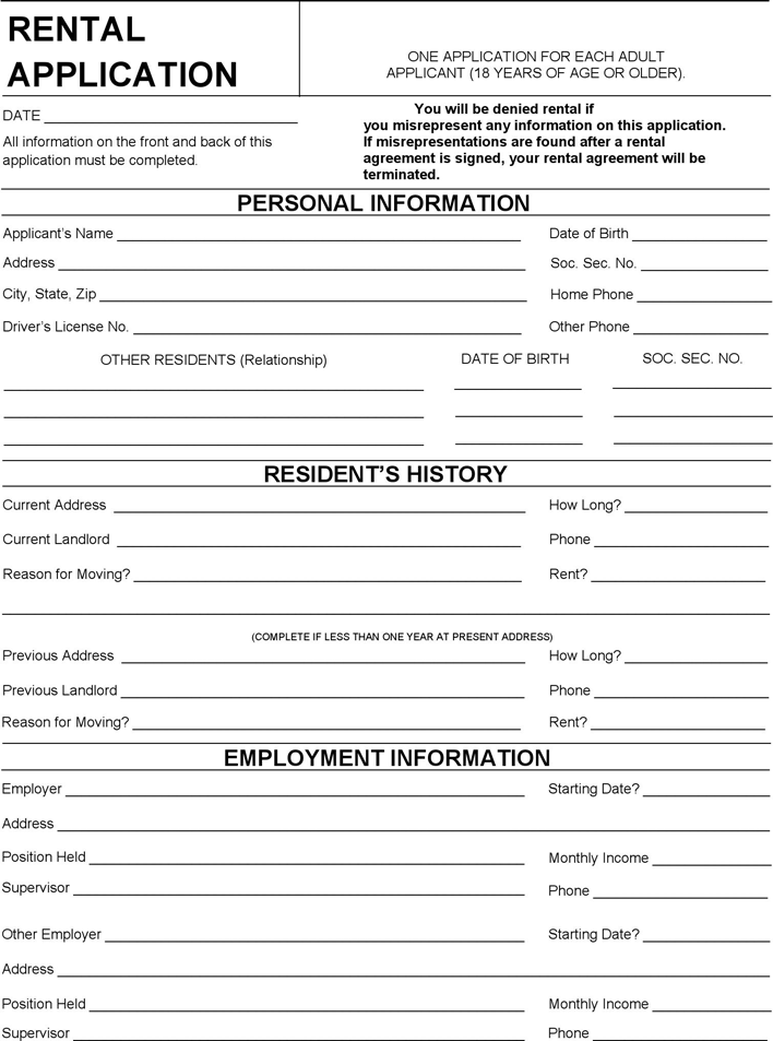 Free Wisconsin Rental Application Form PDF 97KB 2 Page s 