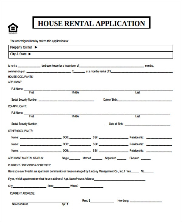 Home Rental Application Template PDF Template