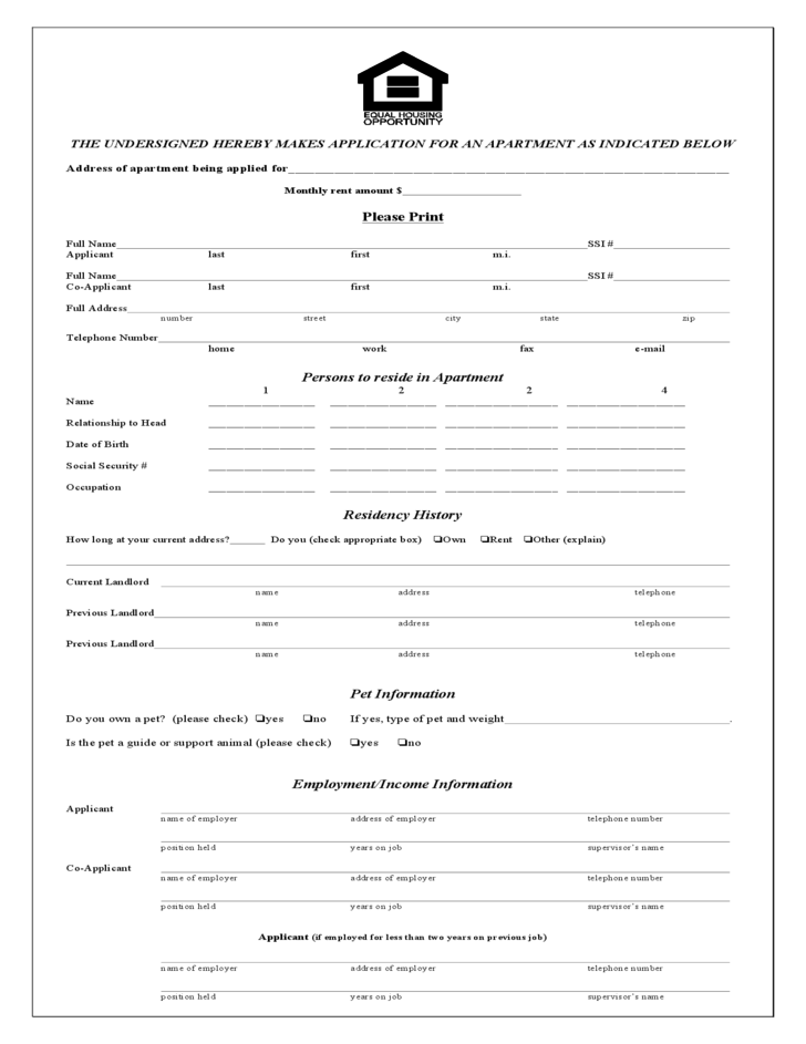 Illinois Rental Application Form Free Download