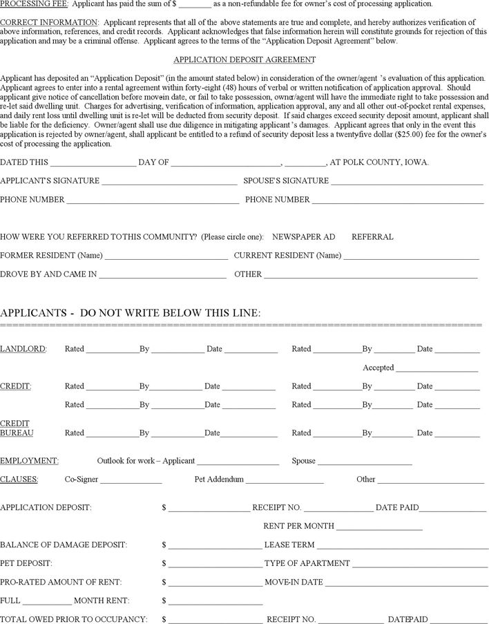 Iowa Lease Application Download Free Printable Legal Rent And Lease 
