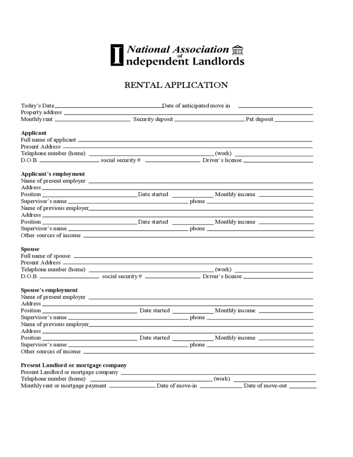 Minnesota Standard Rental Application Free Download