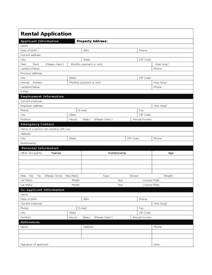 Nevada Rental Application Form Free Download