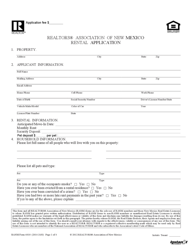New Mexico Rental Application LegalForms