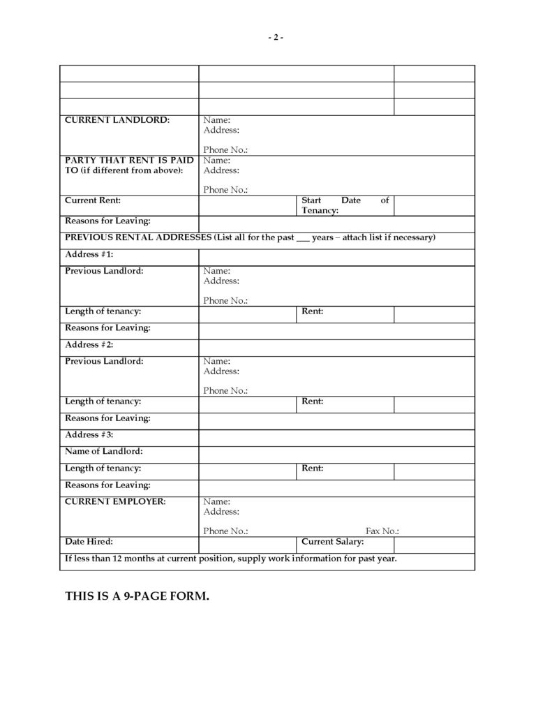 Quebec Rental Application Form Legal Forms And Business Templates 