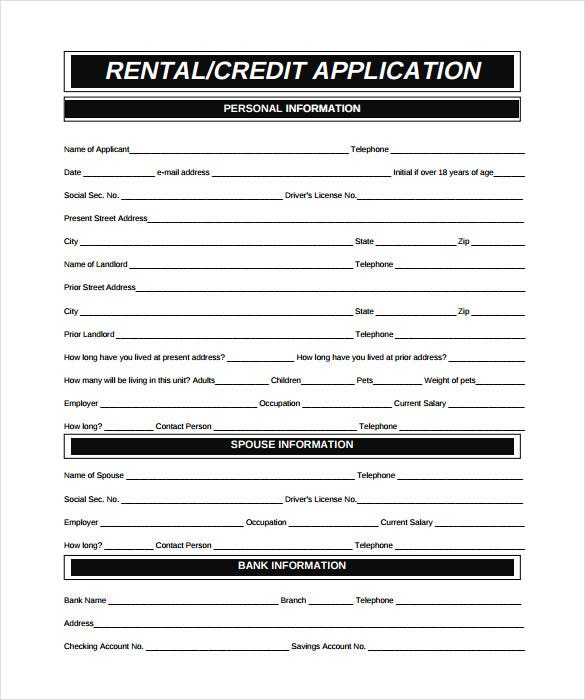 Rental Application 21 Free Word PDF Documents Download Free 