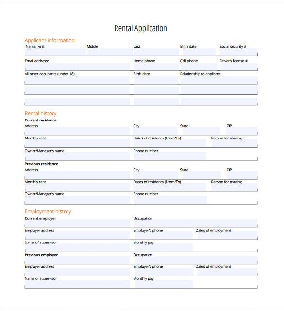 Rental Application 21 Free Word PDF Documents Download Free