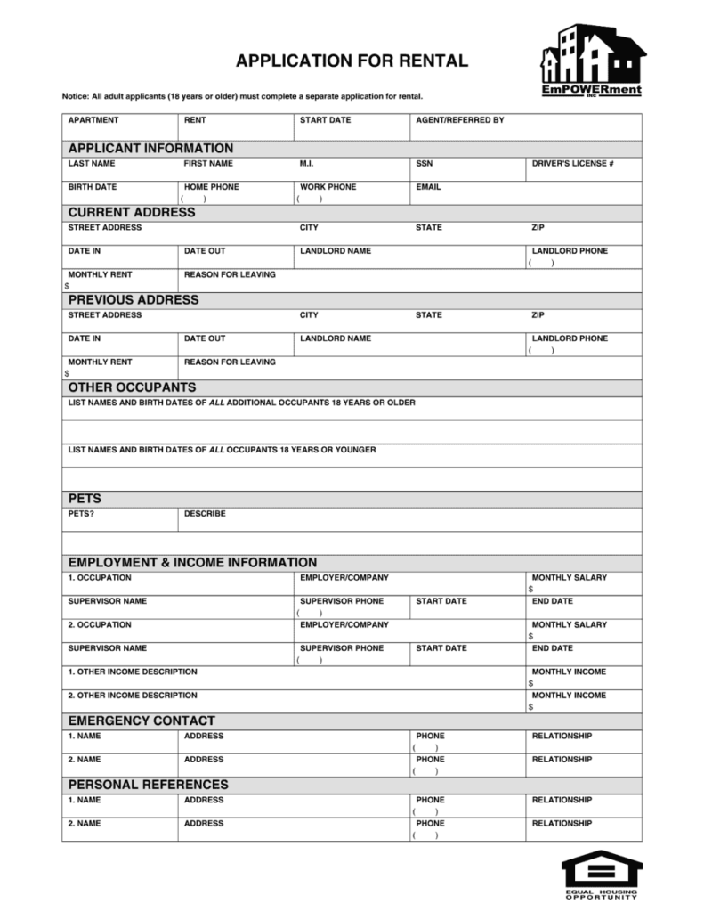 Rental Application California Spanish Fill Online Printable 