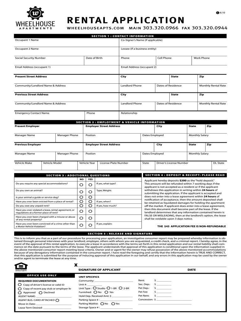 Rental Application Fill Online Printable Fillable Blank PdfFiller