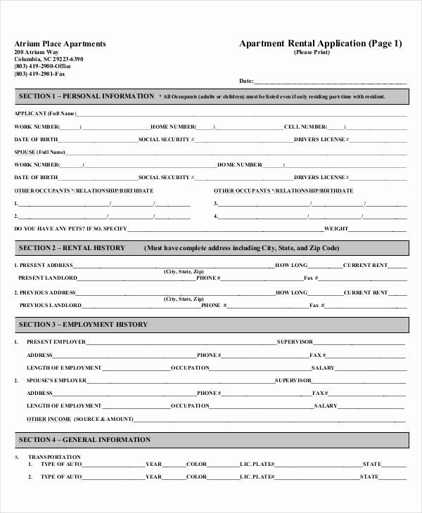 Rental Application Form Template New 17 Printable Rental Application 