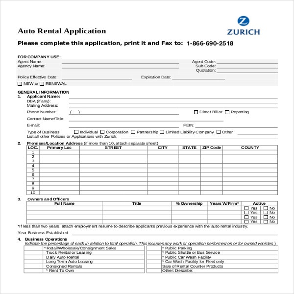 Rental Application Template 12 Free Word PDF Documents Download 