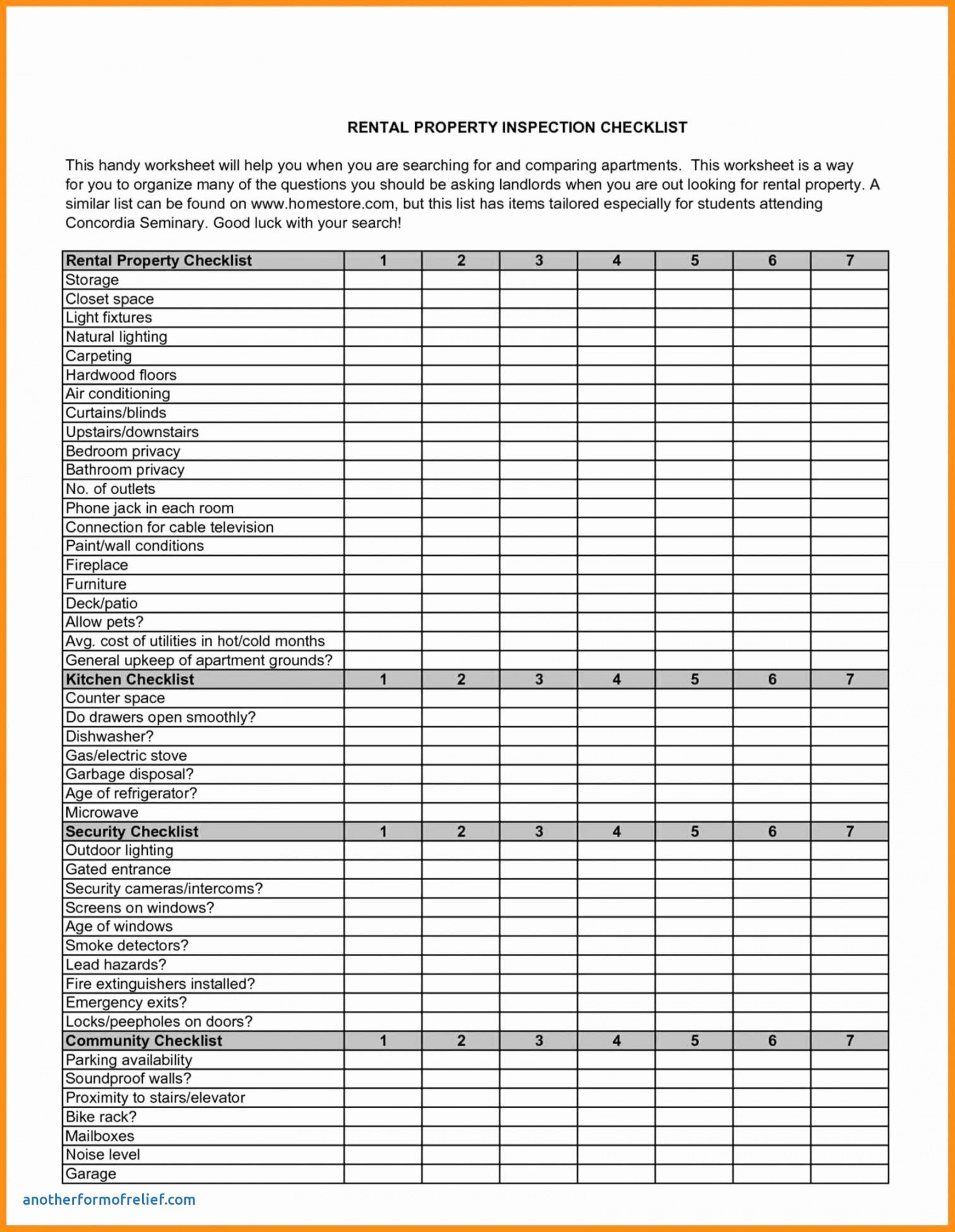 Rental House Inspection Checklist Template