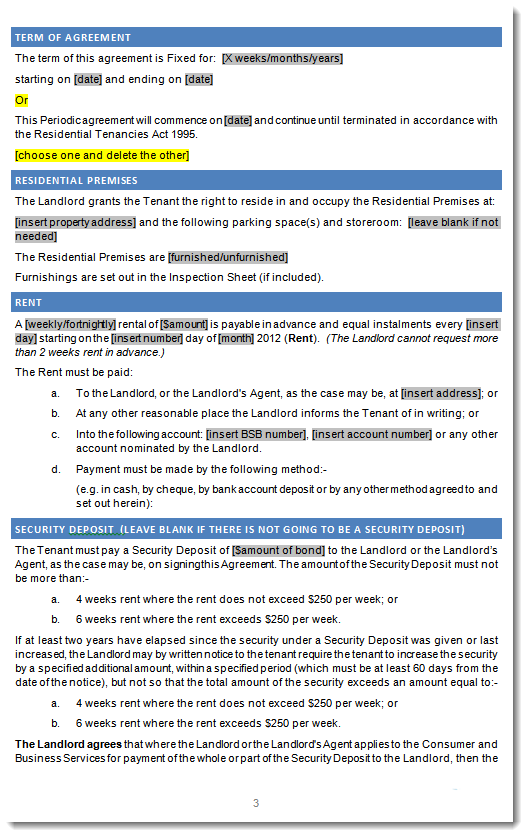 Residential Tenancy Agreement South Australia Rental Agreenent SA