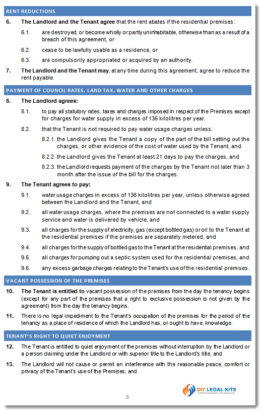 Residential Tenancy Agreement South Australia