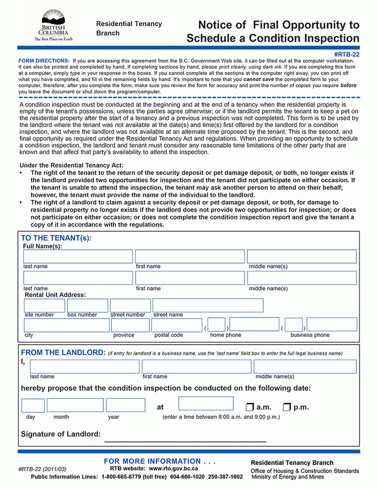 Sample Rental Application Form Bc