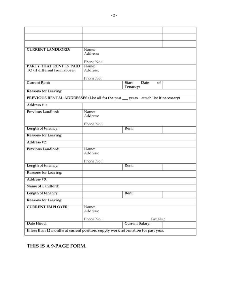 Saskatchewan Rental Application Form Legal Forms And Business 