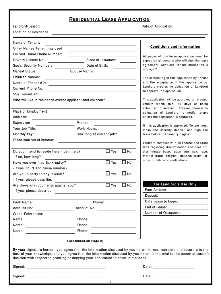Virginia Residential Rental Lease Application Form Online SellMyForms
