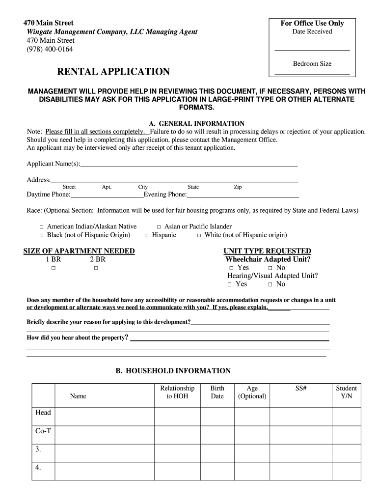 Wingate Apartments Application Fill Online Printable Fillable 