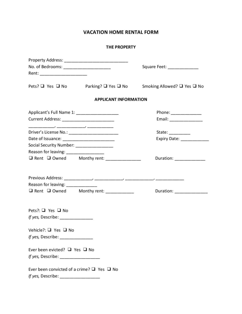 10 Free Rental Application Forms Format Professional Letters