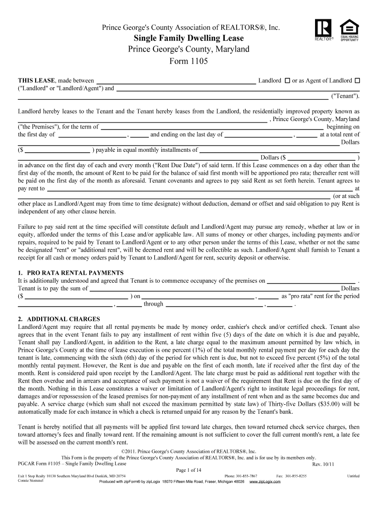 2011 2021 PGCAR Form 1105 Fill Online Printable Fillable Blank 