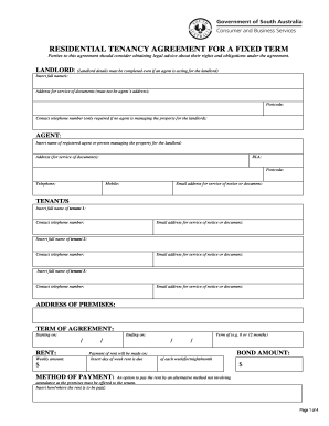 2015 2020 Form AU CBS Residential Tenancy Agreement Fixed Term Fill 