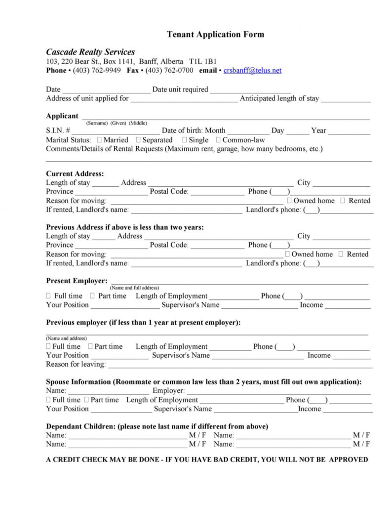 42 Simple Rental Application Forms 100 Free Templatelab Real Estate 